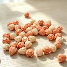 10X12mm 25pcs Composite Resin Coral Flower Beads, Pikake Flower Beads, Carved Jasmine Flower Beads - 25pcs-coral Flower Beads - View 4