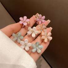 5pcs Elegant Floral Hair Clips Set, PVC Material, Fashion Hair Clips, Suitable For Decorating Front And Sides Of Hair, Exquisite Texture - Multicolor - View 2