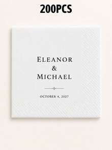 Custom Wedding Napkins,Christmas Cocktail Napkins,Elegant Monogram Table Decor,Personalized Names & Date Party Napkins, Customized Anniversary Dinner Supplies,Customizable Text Table Accent,Christmas Gift For Couples & Family,Disposable Napkins - Style E - View 9