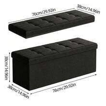 Foldable Linen Look Storage Ottoman Bench With Removable Divider, Button Tufted Padded Seat, Large Capacity Storage Chest, End Of Bed Bench Footrest Stool For Bedroom Living Room Entryway, Easy Assembly - Black - View 12