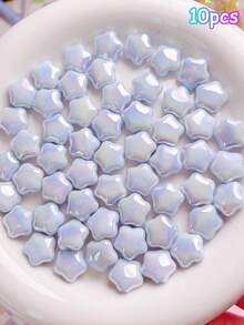 10pcs 14mm Cream Macaron Cute Star Acrylic Beads With Straight Hole, DIY Phone Chain Bracelet Jewelry Making Accessories Materials - Cream Macaron Stars - View 14