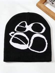 1pc Vintage Style Glasses Knit Beanie Hat, Autumn/Winter Streetwear Unisex Casual Warm Minimalist Woolen Cap - Multicolor - View 9