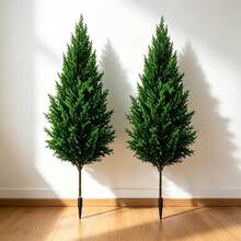 1pc Nordic Style Large Artificial Deep Green Pine Tree, With Pointed Ground Spike, Pre-Assembled, No Pot Needed, Direct Soil Insertion Installation, Suitable For B&B Outdoor, Christmas, Halloween Party Decoration, Container Not Included - Multiple Styles - View 1