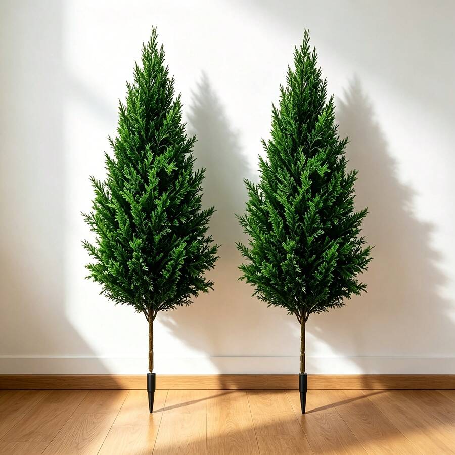1pc Nordic Style Large Artificial Deep Green Pine Tree, With Pointed Ground Spike, Pre-Assembled, No Pot Needed, Direct Soil Insertion Installation, Suitable For B&B Outdoor, Christmas, Halloween Party Decoration, Container Not Included - Multiple Styles - View 1