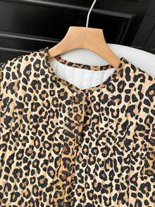 GMFP Women's Autumn/Winter Casual Elegant Fashion Loose Print Patchwork Leopard Print Cardigan Vest - Leopard - View 9
