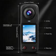 X5 Pro Dual Front & Rear Camera 4K Panoramic HD Action Camera, 200° Wide Angle Anti-Shake Street Photography & Cycling Camera, 2-Inch HD IPS Display, Can Function As Computer Webcam, 1500mAh Rechargeable Lithium Battery, Suitable For Teenagers, Students, Bloggers Vlog, Travel & Creation - View 5