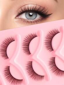 5 Pairs Full Strip False Eyelashes In Box, Soft Natural Style, Soft Texture, Lightweight Wear, Versatile For Beginners Daily Makeup - Black - View 4