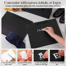 6 buah Kantong Kertas Kado Pengiring Pengantin Pria dengan Stiker Huruf Nama, Kantong Kado Hitam yang Dipersonalisasi dengan Pita Satin dan Pegangan Tali, Cocok untuk Souvenir Pesta Pernikahan, Kemasan Kado Pesta Lajang - Hitam - View 8