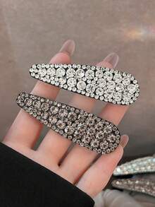 4pcs/2pcs Women's Elegant Rhinestone Water Drop Hair Clips, Frontal Bangs Side Clips, Back Head BB Clips, Sweet Cool Girl Hair Accessories, Suitable For Daily, Festival, Ramadan, Ball, Party - Multicolor - View 6