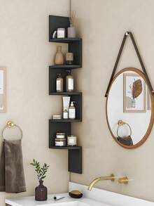 1pc Creative Wall-Mounted Corner Triangle Storage Shelf, Multi-Functional 5-Tier Semi-Circular Wall Corner Bookshelf, Space-Saving Corner Organizer - Multicolor - View 4