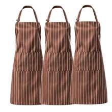 Brown & White Striped Couple Kitchen Apron Set, Adjustable Halter Apron With Pockets, Multi-Purpose Work Apron For Cooking, Baking, Gardening, Crafting - Multicolor - View 7