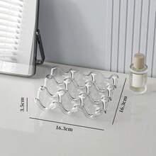 9-Slot Makeup Sponge Storage Tray, PET Material Makeup Puff Holder, Wavy Design Makeup Sponge Storage Rack, Dust-Proof Drawer-Style Vanity Storage Organizer, Multi-Compartment Makeup Tool Display Storage Box, Suitable For Bathroom, Vanity Desktop Makeup Accessory Storage Box, Available In White/Transparent - Multicolor - View 6