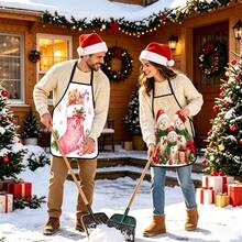 4pcs Christmas, Santa Claus, Bell, Snowflake, Reindeer, Christmas Tree, Snowman, Penguin, Gingerbread Man, Nutcracker, Christmas Animal Pattern Aprons, Suitable For Home Decor And Kitchen Use. Designed As Sleeveless Style, Perfect For Home Kitchen, Outdoor BBQ And Cooking. This Printed Apron Is Unisex, Machine Washable And Reusable, An Essential Kitchen Accessory - Multicolor - View 5