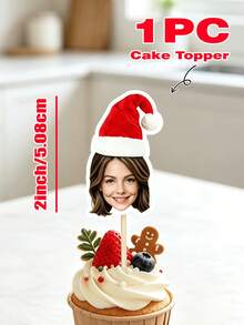 Personalized Photo Cupcake Toppers With Santa Hat, Customized Face Cake Toppers, Fun Christmas Cupcake Decorations, Suitable For Christmas Parties, Cakes, Muffins, Donuts, Home Celebrations And Christmas Gifts - Christmas Edition - View 12
