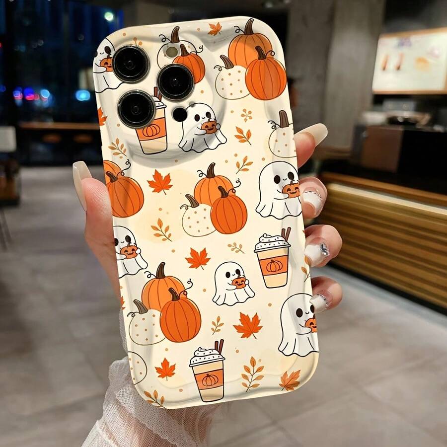 Phone Case - Pumpkin 2D Phone Case, Anti-Drop Soft TPU Back Cover Suitable For IPhone11/12/13/14/15/16/16Pro/16ProMax/17/17pro/17ProMax/18pro 18ProMax - Multicolor - View 1