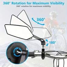 1 Pair Mountain Bike Rearview Mirrors, 360° Rotatable Flat Mirror, Easy Installation, Foldable Scratch-Resistant Design, Wide-Angle Design For Broader View, Suitable For Mountain Bike/Road Bike/Electric Bike - Multicolor - View 7