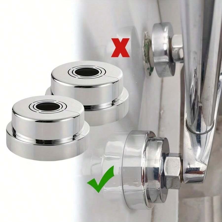 4pcs/Set Split Shower Faucet Decorative Cover, Stainless Steel Material, Round Independent Non-Removable Decorative Cover, Easy Installation Without Drilling (Opening Size 20-32mm), Durable And Rust-Proof, Ideal Choice For Pipe Maintenance