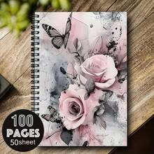 دفتر ملاحظات حلزوني بنقشة زهور - حجم A5 بتصميم وردي وأبيض، ورق عالي الجودة للمكتب والمدرسة والتدوين - هدية مثالية للأصدقاء والمعلمين، قرطاسية، أسلوب أنيق، تجليد متين، كتابة إبداعية، ملاحظات دراسية، صفحات ناعمة، مثالي - مجموعة واحدة (50 ورقة، 100 صفحة) - مشاهدة 10