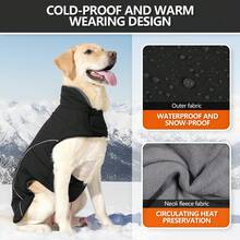 Winter Dog Coat, Windproof Reflective Fleece‑Lined Turtleneck Pet Jacket, Adjustable Hook & Loop Warm Cold Weather Vest For Medium Large Dogs Outdoor - Multicolor - View 11