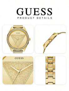 Guess Women's Quartz Watch, Gold Dial Mesh Strap Crystal Inlaid, Ideal Gift For Girlfriend, Mother And Friend - Gold - View 5