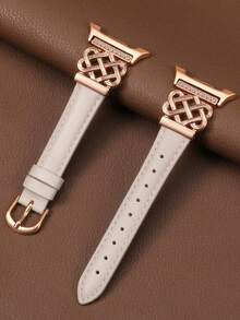 Celtic Knot Leather Band For Samsung Galaxy Watch 9/8 40mm 44mm & Watch 8 Classic 46mm - Starlight Leather + Rose Gold - View 2