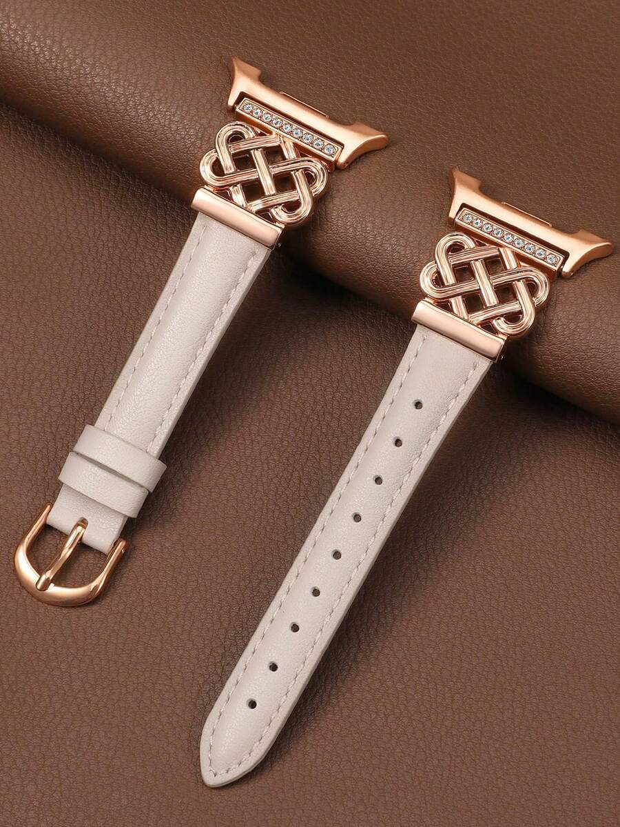 Galaxy Watch 9/8 40mm 44mm & Watch 8 Classic 46mm 凱爾特結皮革錶帶 - 星光皮+玫瑰金 - 查看 1