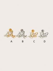 1pc Fashionable Exquisite Diamond Star Pendant Stainless Steel Earrings Suitable For Women's Daily Wear - Star - View 2