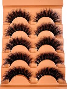 New DD Curl Cat Eye Thin Dense Mink False Eyelashes 5D Fluffy Short Natural Style 5 Pairs Strip Lashes - Black - View 9