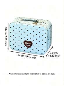3pcs/1 Pc Polka‑Dot Heart Cosmetic Case, Vintage Sweet Style R Rectangular Shape, Double Zipper Compartment Portable Storage Makeup Bag, For Travel Daily Weekend Getaway - Multicolor - View 11