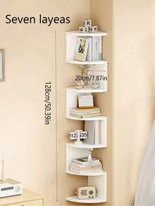 1pc Creative Wall-Mounted Corner Triangle Storage Shelf, Multi-Functional 5-Tier Semi-Circular Wall Corner Bookshelf, Space-Saving Corner Organizer - Multicolor - View 12