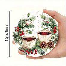 6pcs Christmas Wooden Coasters - Holiday Gift, Suitable For Kitchen, Living Room And Patio Table Bar, Desktop Decor, Party Decor, Coffee Mat, Christmas Atmosphere Decor, Christmas Gift - Multicolor - View 4