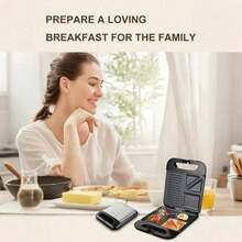 SOKANY 08127 Pembuat Sandwich dan Mesin Sarapan Multifungsi, Daya Tinggi 1400W, Pemanasan Dua Sisi, Dengan Lampu Indikator LED, 3 Pola Tercetak Pada Piring Dalam, Cocok Untuk Menggoreng Telur, Pancake, Steak, Hot Dog, Sandwich, Dll. - Hitam - View 2