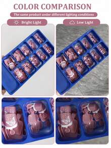 120pcs French Style Toe Nail Stickers - Nude Pink Butterfly Pattern, 12 Sizes Short Square Full Coverage Fake Toe Nails, Reusable Summer Foot Nail Art For Women - Multicolor - View 5