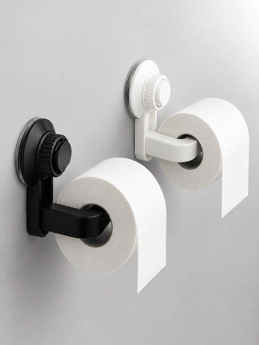 2/1pc Strong Suction Cup Toilet Paper Holder, Space-Saving Toilet Paper Storage Rack, Reusable Suction Cup Design, Suitable For Bathroom/Shower, Ultra Non-Slip Design, Rust-Proof Plastic Material, Fits All Toilet Paper Sizes - Multicolor - View 1
