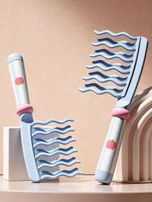 4/1pc Striped Handle Hair Comb, Double Row Wavy Long Teeth Design, Smooth Hair Styling And Volumizing, Home Salon Hairdressing Tool, Hair Care Supplies, Travel Portable, Hair Comb, Suitable For Daily Styling And On-The-Go Use - Multicolor - View 11