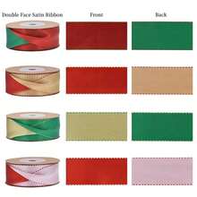 1 Roll 5 Yards New Double-Sided Dual-Color Thickened Satin Ribbon, Premium Gift Wrapping Ribbon For Christmas Holiday Bows - View 5