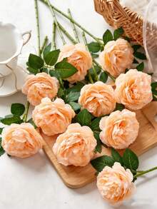 15/5/1 Artificial Peony Flower Fake Peony Stem Simulation Peony Wholesale Realistic Peony For Wedding Decoration Party Home Table Centerpiece - Champagne - View 1