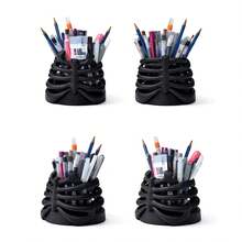 1pc Dark Style Rib Cage Pen Holder, Creative Skeleton Bone Frame Desktop Organizer, Halloween Desktop Storage Decor Small Ornament - Multifunctional Desk Organizer - View 3