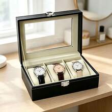 12/10/6/3 Slot Men's Watch Box Black Luxury Watch Storage Box With Drawer Leather Watch Box Watch Storage Box Watch Display Box Watch Box Multi-Slot Watch Jewelry Box Jewelry Bracelet Box Birthday Gift For Friends National Day Gift Halloween Gift Christmas Gift - Multicolor - View 7