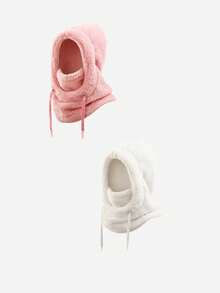 2pcs/1pc Balaclava Berkerudung Mewah untuk Anak-anak, Tali Serut yang Dapat Diatur, Berbagai Pilihan Warna Lembut, Kehangatan di Luar Ruangan Musim Dingin, Cocok untuk Ski, Sekolah, dan Bermain Salju - MultiWarna - View 19