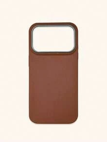 1pc 4-Color Optional Solid Color Lychee Texture Faux Leather Large Window Phone Case, Ins Premium Minimalist Business Solid Color Leather Texture, A Classic Black / B Beige White / C Premium Gray / D Caramel Brown, Faux Leather Matte Lens Raised Full Coverage Anti-Drop Soft Shell, Autumn/Winter Commute Versatile, Suitable For Personal Use And Gift; Compatible With IPhone Case & Galaxy Case, Compatible With IPhone 17 - Multicolor - View 110