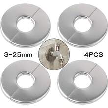 4pcs/Set Split Shower Faucet Decorative Cover, Stainless Steel Material, Round Independent Non-Removable Decorative Cover, Easy Installation Without Drilling (Opening Size 20-32mm), Durable And Rust-Proof, Ideal Choice For Pipe Maintenance - Silver - View 14