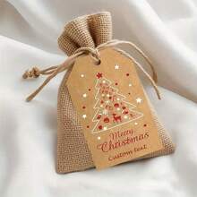 50pcs Personalized Gift Tags, Kraft Paper Christmas Tree Design Tags, Suitable For Crafts, Holiday Messages, And Gift Wrapping - Multicolor 4 - View 6