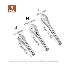 1/3/6Pcs Stainless Steel Silver Serving Tongs, Multi‑Purpose Food Serving Utensils For Buffet, Appetizer, Dessert, Parties And Outdoor Barbecue - Silver - View 9