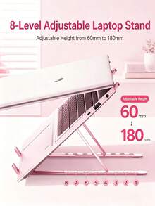 Laptop Stand, Ergonomic 8-Level Adjustable Height Riser, Foldable Portable Design, Elevates Screen To Eye Level For Comfortable Viewing Experience, Open Ventilation Structure With Anti-Slip Pads, Perfect For - A - View 5