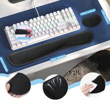 2pcs/Upgraded Wider Silky Ultra-Fine Fabric Gel Memory Foam Keyboard Wrist Rest Set, Ergonomic Keyboard & Mouse Wrist Support, Suitable For Office, Gaming, Computer Use - View 4