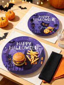 10/20/40pcs Paper Plates,Party Paper Plates,Paper Dinner Plates,7&9 Inch Disposable Paper Plates,Theme Party Tableware Paper Plates,Halloween Paper Plates,Halloween,Spooky Halloween Paper Plates,Tea Party Paper Plates - Multicolor - View 2