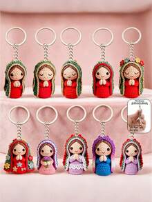 2D Acrylic Virgin Mary Keychain Set, Neutral Backpack Charm And Car Keychain, Couple Commemorative Pendant, Blessing And Grace Believer Gift - Multicolor - View 4