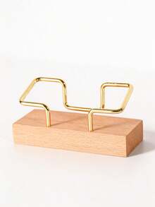 1pc Walnut & Beech Wood Business Card Holder - Premium Solid Wood Office Desk Organizer, Business Gift - Multicolor - View 9