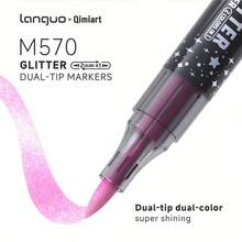 Languo 48/96 Colors Glitter Markers With Drawing Notebook, Dual Soft Tips, Smooth Ink Flow And Rich Vibrant Colors, Suitable For Bullet Journal, Diary, Scrapbooking, Card Making, Illustration, Ideal For Students, Teenagers And Art Stationery Enthusiasts - Sets - View 4